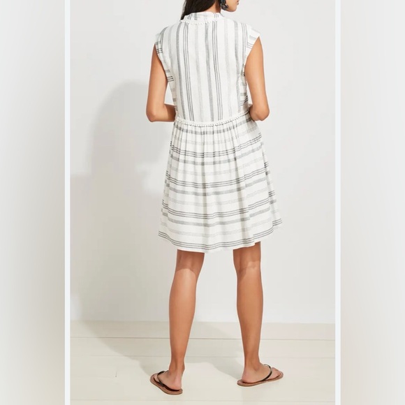 Vineyard Vines Mini Pom Stripe Cover Up Dress, Size XS, Color White/Black - Picture 3 of 14